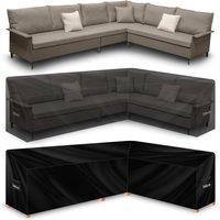 Futura Premium 600D L Shaped 260 x 210 x 80cm Waterproof Garden Furniture Cover, Outdoor Patio Weatherproof Rattan Sofa Guard in Black | Size: 1 Pack