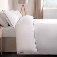 OHS Piped Edge Bedding Set Soft Duvet Cover with Pillowcase in White | Size: Super King