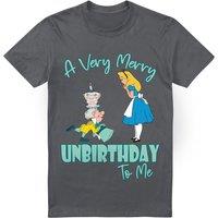 Alice In Wonderland Very Merry Unbirthday To Me T-Shirt Charcoal | Size: Medium