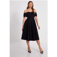 Black Bardot Midi Skater Dress