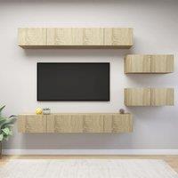 Berkfield Home 6 Piece TV Cabinet Set Sonoma Oak Engineered Wood in Brown