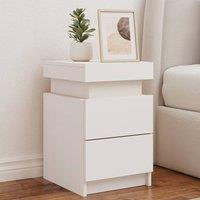 Berkfield Home Bedside Cabinet with LED Lights White 35x39x55 cm | Size: 35 x 39 x 55 cm