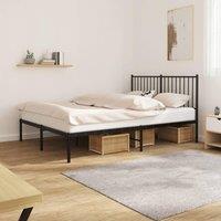 Berkfield Home Metal Bed Frame with Headboard Black 135x190 cm Double