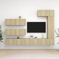 Berkfield Home 7 Piece TV Cabinet Set Sonoma Oak Engineered Wood in Brown