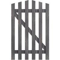 76x120cm Outdoor Arched Wooden Garden Gate Fence Door, Grey