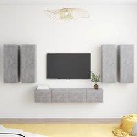 6 Piece TV Cabinet Set Concrete Grey Engineered Wood