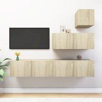 Berkfield Home 4 Piece TV Cabinet Set Sonoma Oak Engineered Wood in Brown