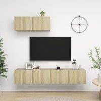 Berkfield Home TV Cabinets 3 pcs Sonoma Oak Engineered Wood in Brown