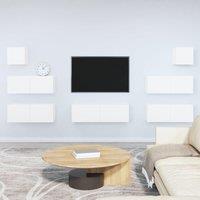 7 Piece TV Cabinet Set White Engineered Wood