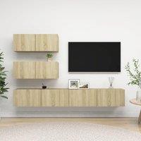 Berkfield Home 4 Piece TV Cabinet Set Sonoma Oak Engineered Wood in Brown
