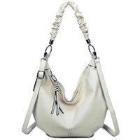 Fontanella Fashion Women's Quinn PU Leather Hobo Shoulder Bag in Light Grey