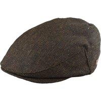 TruClothing Men's Flat Cap Wool Herringbone Tweed Vintage Classic 1920s Peaky Blinders in Brown | Size: Large