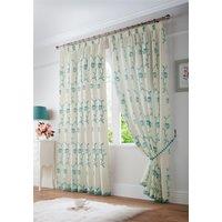 Luxury Living Exe Embroidery Lined Voile Curtains in Teal | Size: 148 cm width x 137 cm drop
