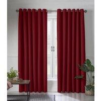 Luxury Living Linen Look Ring Top Blackout Curtains in Red | Size: 161 cm width x 137 cm drop