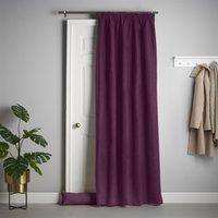 Luxury Living Velvet Chenille Thermal Fleece Lined Single Pencil Pleat Door Curtain in Aubergine | Size: 137 cm width x 213 cm drop