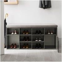 Grey Wood Padded Shoe Cabinet Storage Bench