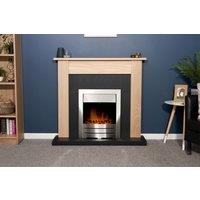 Adam Fires & Fireplaces Southwold Fireplace in Oak & Black with Colorado Electric Fire in Brushed Steel, 43 Inch in Grey