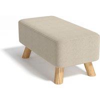 Beige Tofu-shaped Footrest with Solid Wooden Legs