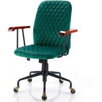Costway Velvet Leisure Chair Adjustable Swivel Home Office Chair Rolling Computer Chair in Green