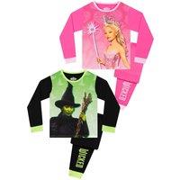 Wicked Girl's Glinda & Elphaba 2 Pack Pyjamas in Pink | Size: 10-11 Years