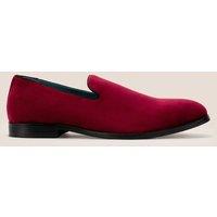 Oswin Hyde Men's Lennox Velvet Smoking Loafer in Red | Size: 7