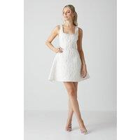Coast Women's Jacquard Full Skirted Mini Dress With Jewel Trim in Ivory | Size: 10