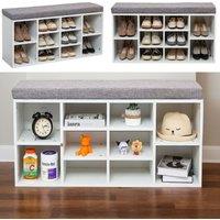 Gr8 Home Shoe Bench Storage Rack Wooden Cabinet Cushion Seat Organiser Grey White 2016175