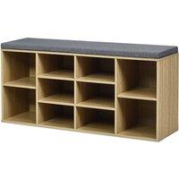 Gymax Shoe Bench with Cushioned Seat 10-Cube Shoe Storage Cabinet Natural