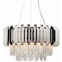 Netlighting Valetta Pendant Polished Stainless Steel & Crystal (K5) Glass 6 Light Dimmable IP20 E14 in Clear