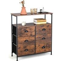 Costway 6 Drawers Dresser Storage Organizer w/ 6 Removable & Foldable Fabric Drawers in Brown