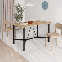 Decortie Dalma' Modern 6-Seater Rectangle Dining Table with Black Metal Legs 140cm in Natural | Size: 1 Pack
