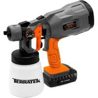 Terratek 18V Cordless Hand Held Electric Spray Gun Fence Sprayer, Includes 1 Fast Charge Battery & 1 Charger in Orange