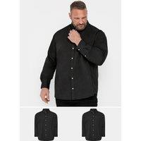 BadRhino Men's 2 Pack Poplin Long Sleeve Shirts in Black | Size: 1XL