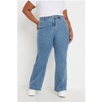 Yours Women's Wide Leg Denim Jeans in Blue | Size: 14
