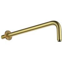 Nes Home 336mm Wall Mounting Brass Round Shower Arm Brushed Brass in Metallic Gold