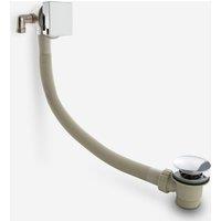 Nes Home Bath Filler with Sprung Waste & Overflow - Square in Metallic Silver