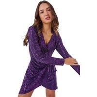 Sparkle Embellished Ruched Wrap Dress