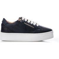 Moda In Pelle Women's 'Abbiy' Leather Casual Trainers in Navy | Size: 3