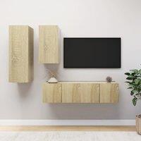 Berkfield Home 4 Piece TV Cabinet Set Sonoma Oak Engineered Wood in Brown
