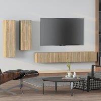 Berkfield Home 4 Piece TV Cabinet Set Sonoma Oak Engineered Wood in Brown