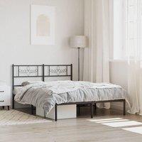 Berkfield Home Metal Bed Frame with Headboard Black 160x200 cm
