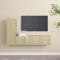 Berkfield Home 3 Piece TV Cabinet Set Sonoma Oak Engineered Wood in Brown