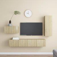 4 Piece TV Cabinet Set Sonoma Oak Engineered Wood