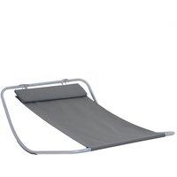OUTSUNNY Single Texteline Outdoor Hammock Bed Patio Sun LoungerRocker in Grey