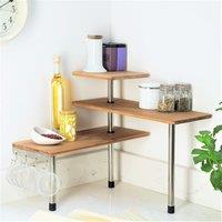 mysmartbuy Kitchen or Bathroom Corner Etagere - Freestanding 3 Tier Bamboo Wooden Shelving Unit - Measures 43 x 39 x 18cm | Size: 43 x 39 x 18 cm