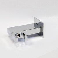 Nes Home Chrome Brass Square Wall Mounted Elbow Shower Handset Bracket Holder in Silver