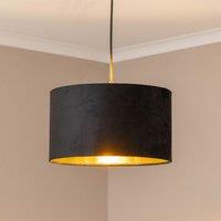 ValueLights Reni Black Velvet with Metallic Gold Inner Easy Fit Ceiling Lamp Shade | Size: Small