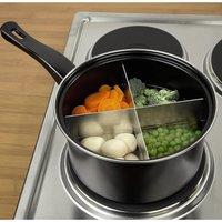 mysmartbuy 4-Way Divided Black Saucepan - Durable Carbon Steel Pan with Removable Divider - Measures 20cm Diameter