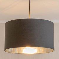 ValueLights Reni Charcoal with Chrome Inner Easy Fit Ceiling Lamp Shade & Bulb | Size: Medium