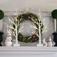 Smartbies Pack Of 2 24 Led Light Birch Twig Christmas Tree | Pre Lit Tree Christmas Decoration With 24 Light in White | Size: 1 Pack